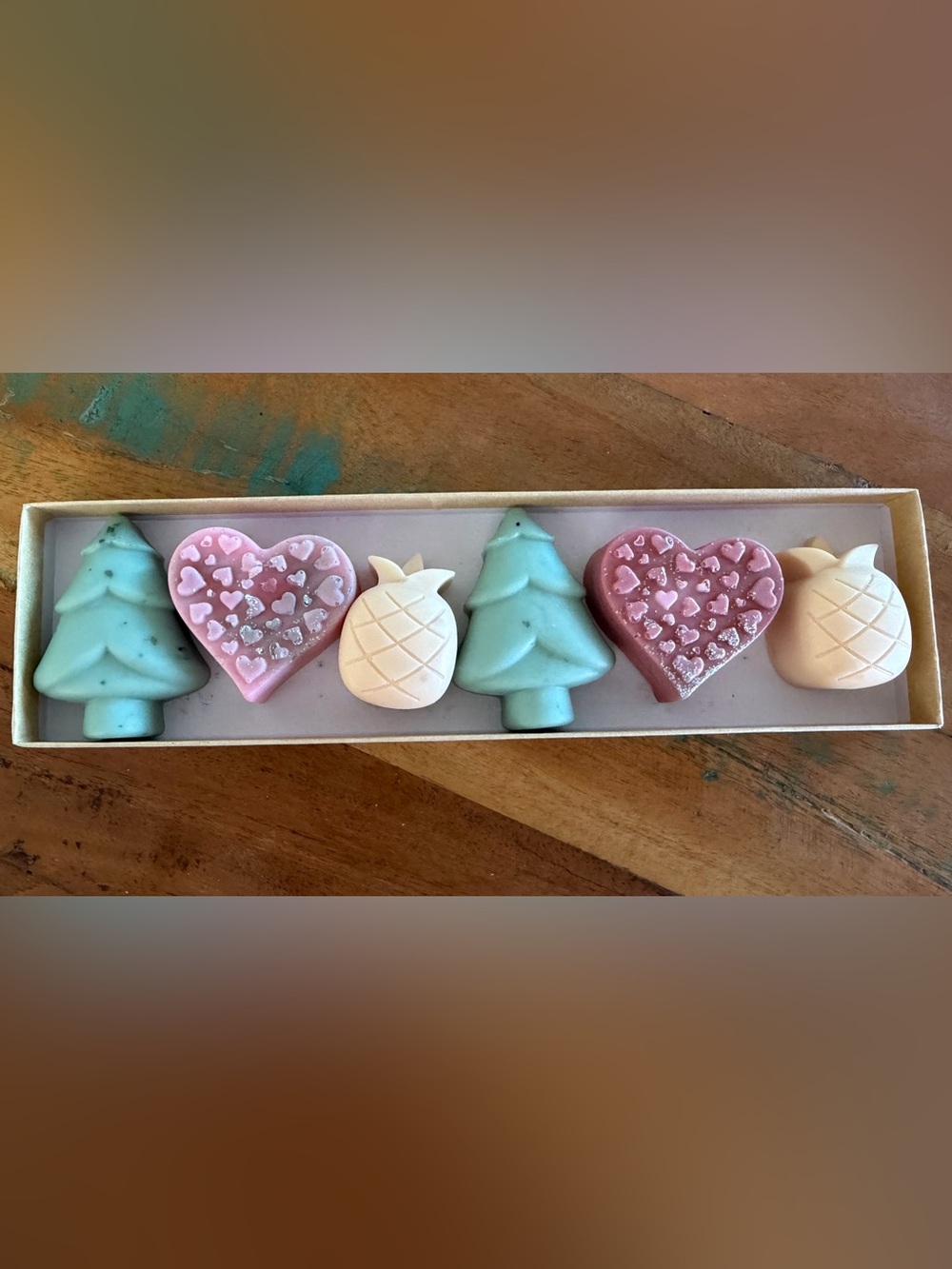 Handmade Bath Soap Set - Pink Hearts, Cream Pineapple & Teal Tree